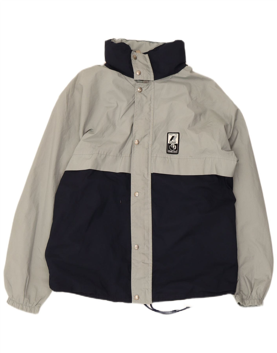 Jaqueta de chuva masculina com capuz K-Way UK 38 poliéster colorblock azul marinho médio