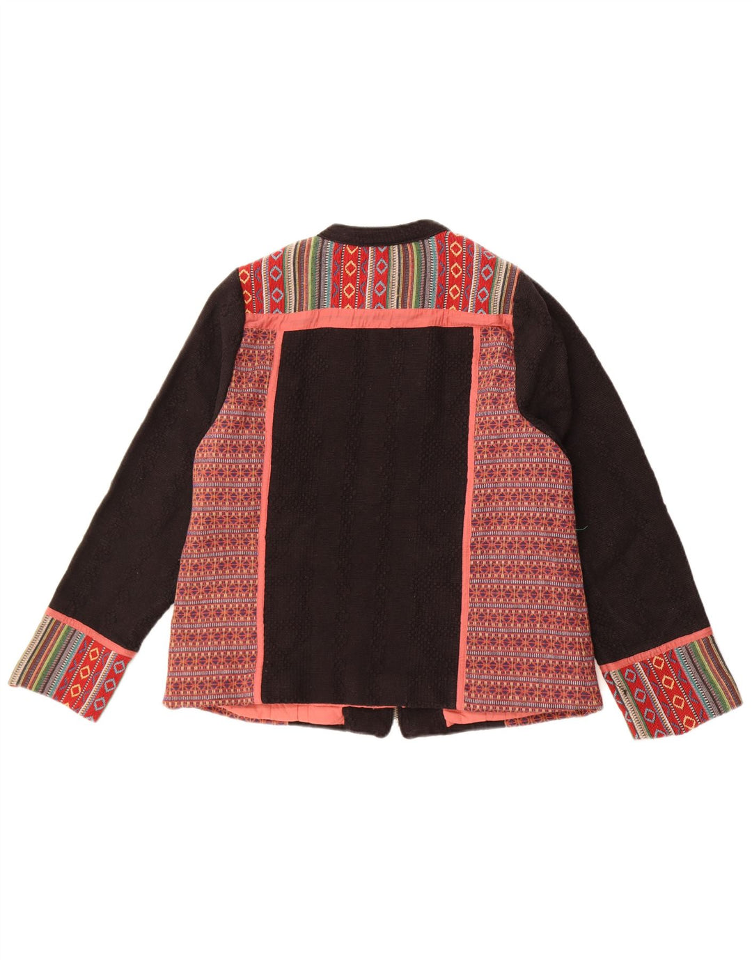 Jaqueta blazer feminina Monsoon Reino Unido 18 XL preta Fair Isle algodão