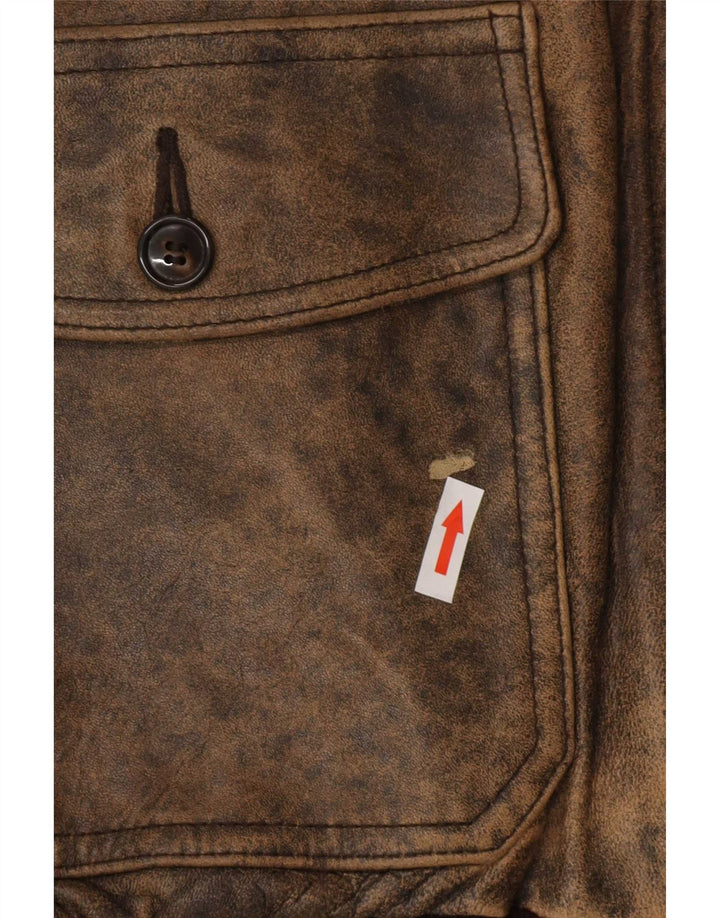 Jaqueta masculina Schott de couro gráfico Flight Aviator UK 42 XL couro marrom
