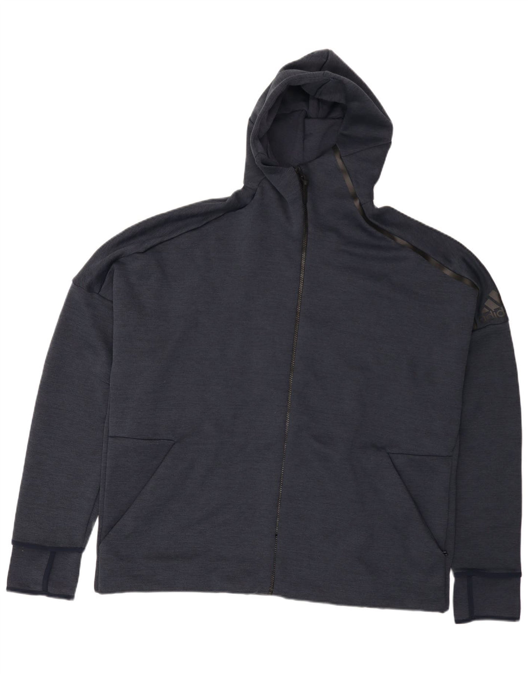 Adidas masculino zip moletom com capuz 2XL azul marinho poliéster