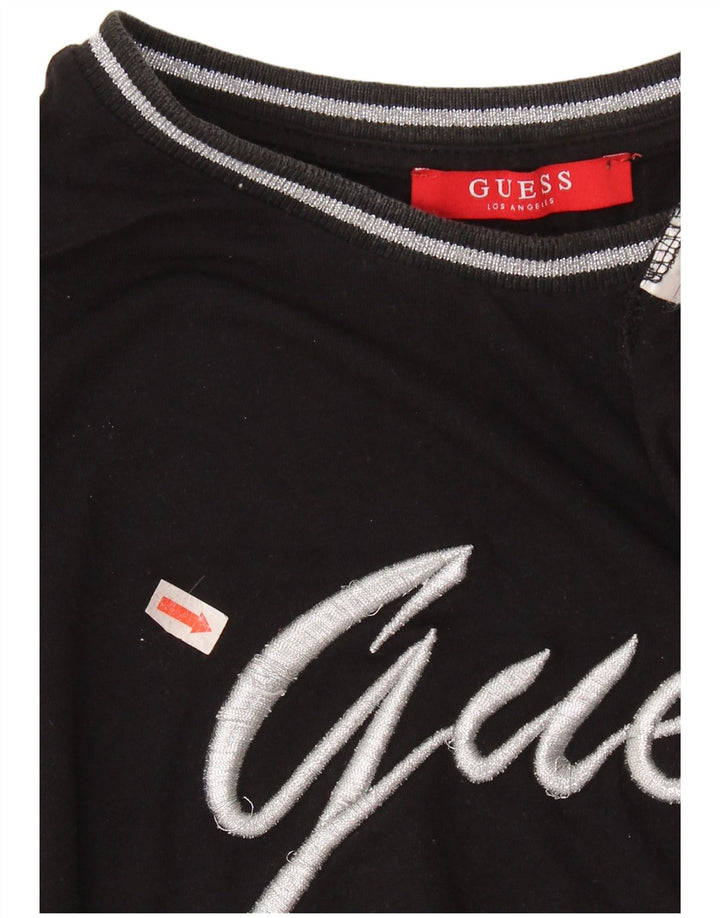 Camiseta feminina com estampa grande GUESS UK 6 XS preta