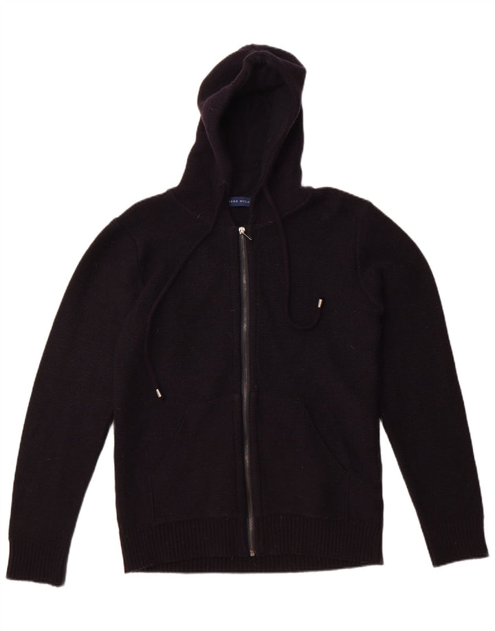 Suéter cardigã feminino com capuz Libero Milano Reino Unido 14 lã preta média