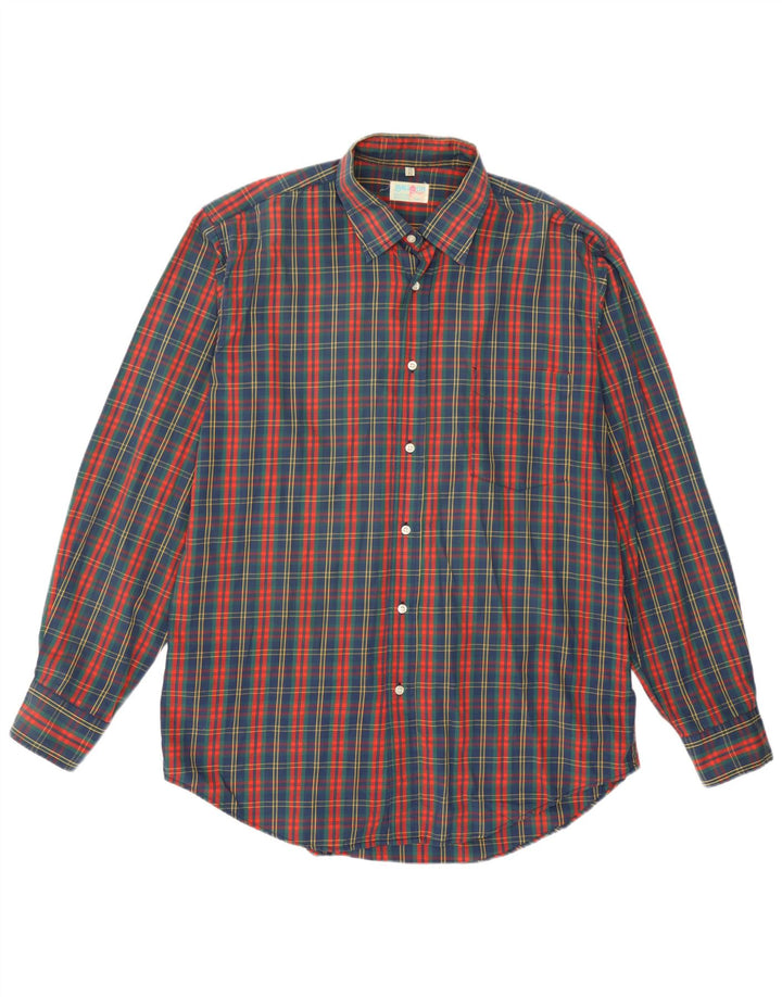 Camisa masculina balão tamanho 17 43 XL algodão xadrez multicolorido