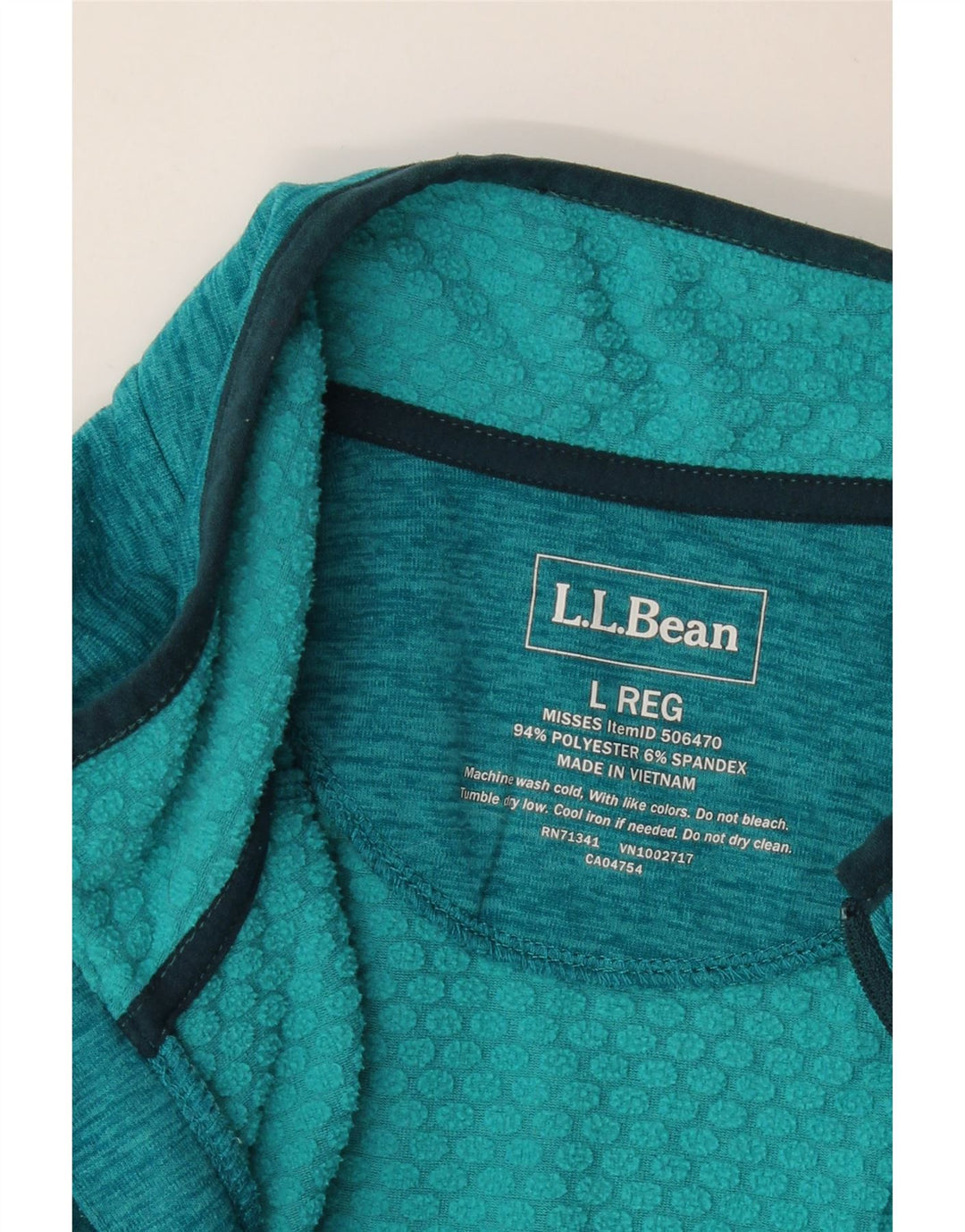 L.L.Bean Pulôver feminino com zíper e gola alta, pulôver, Reino Unido 16, grande, verde, poliéster
