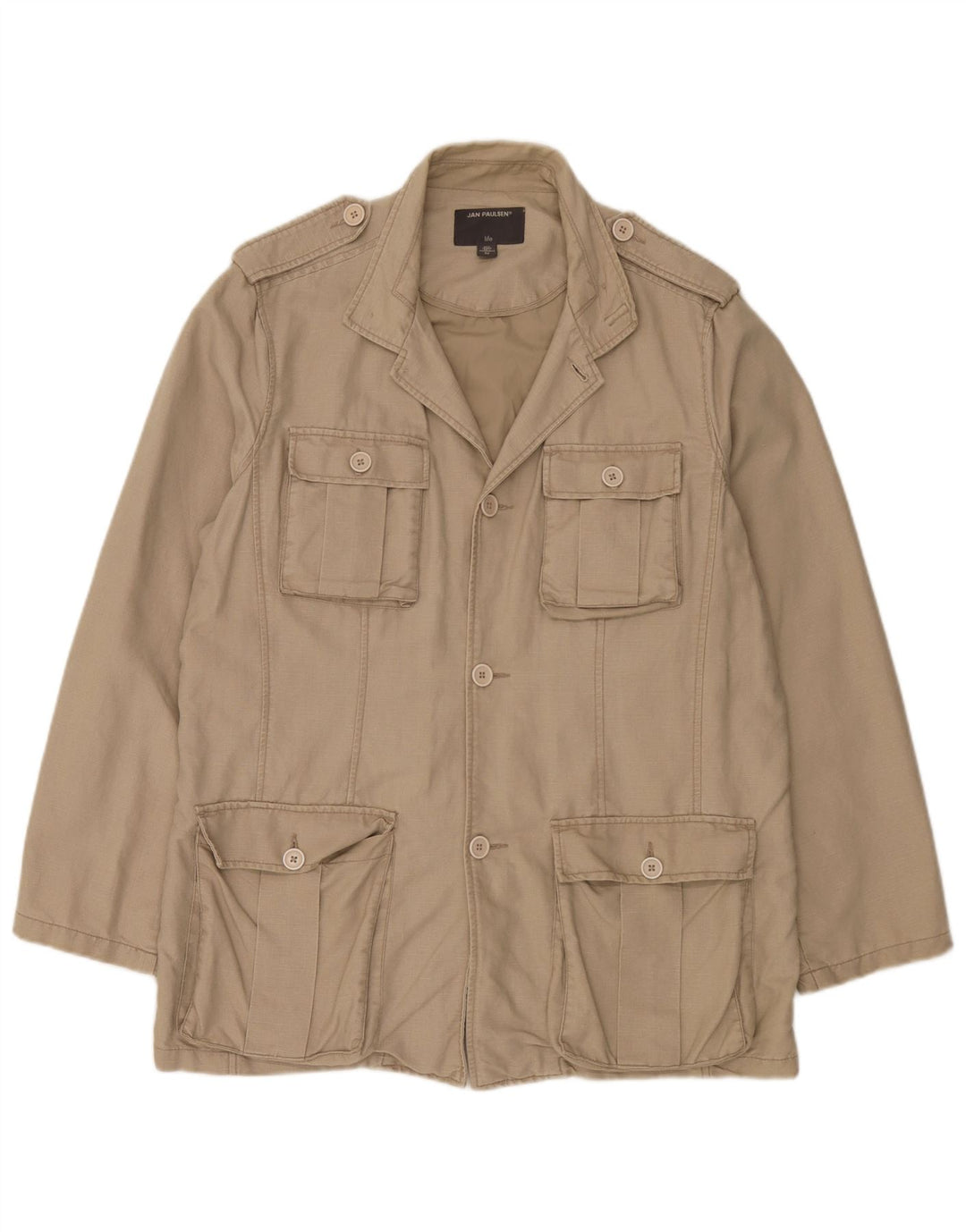 Jaqueta militar masculina Jan Paulsen EU 54 2XL linho bege