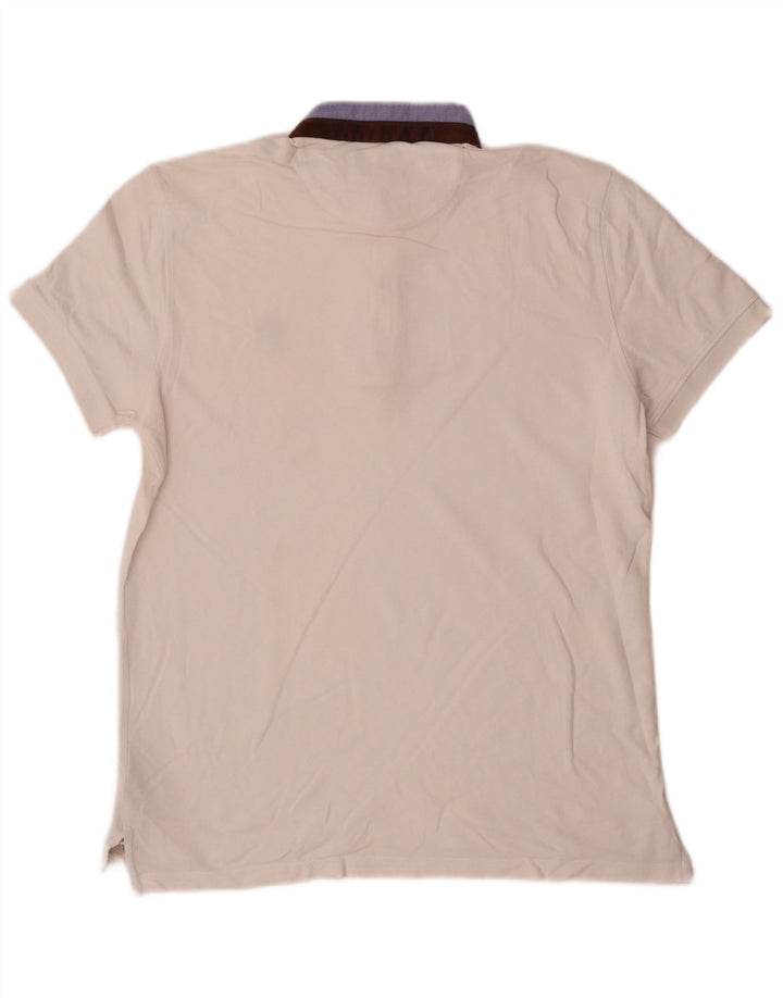 Camisa polo masculina Massimo Dutti médio branco colorblock algodão