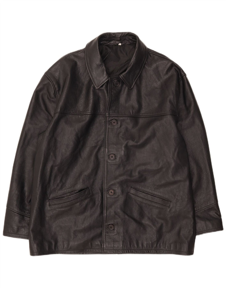 Jaqueta de couro masculina vintage IT 52 XL couro preto