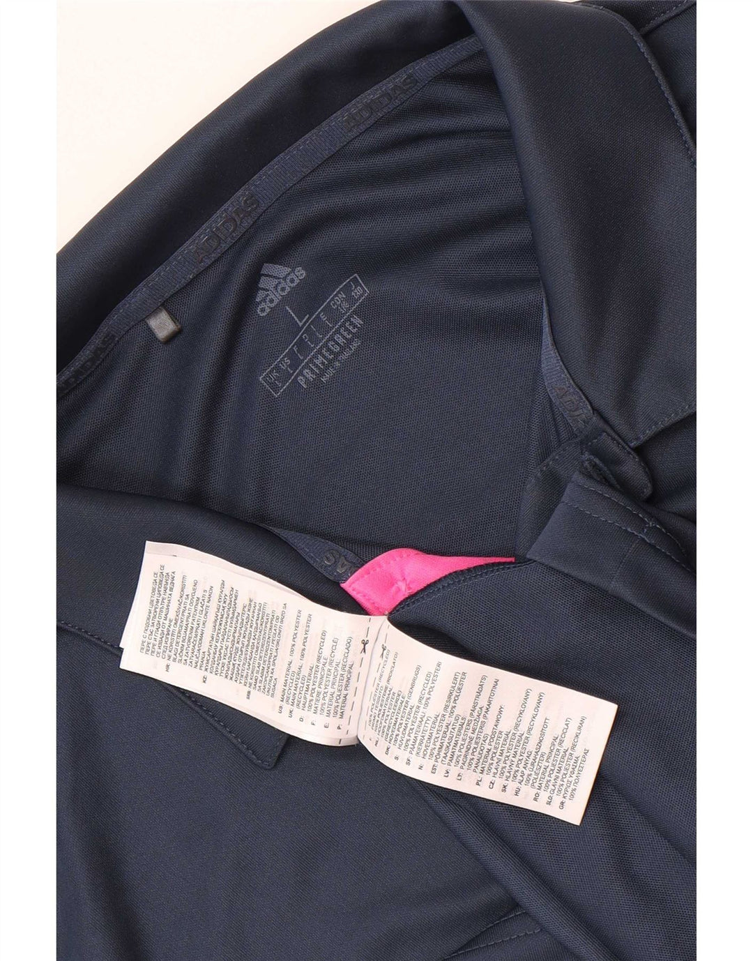 Camisa polo masculina Adidas grande azul marinho colorblock poliéster
