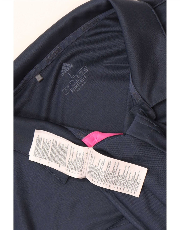 Camisa polo masculina Adidas grande azul marinho colorblock poliéster