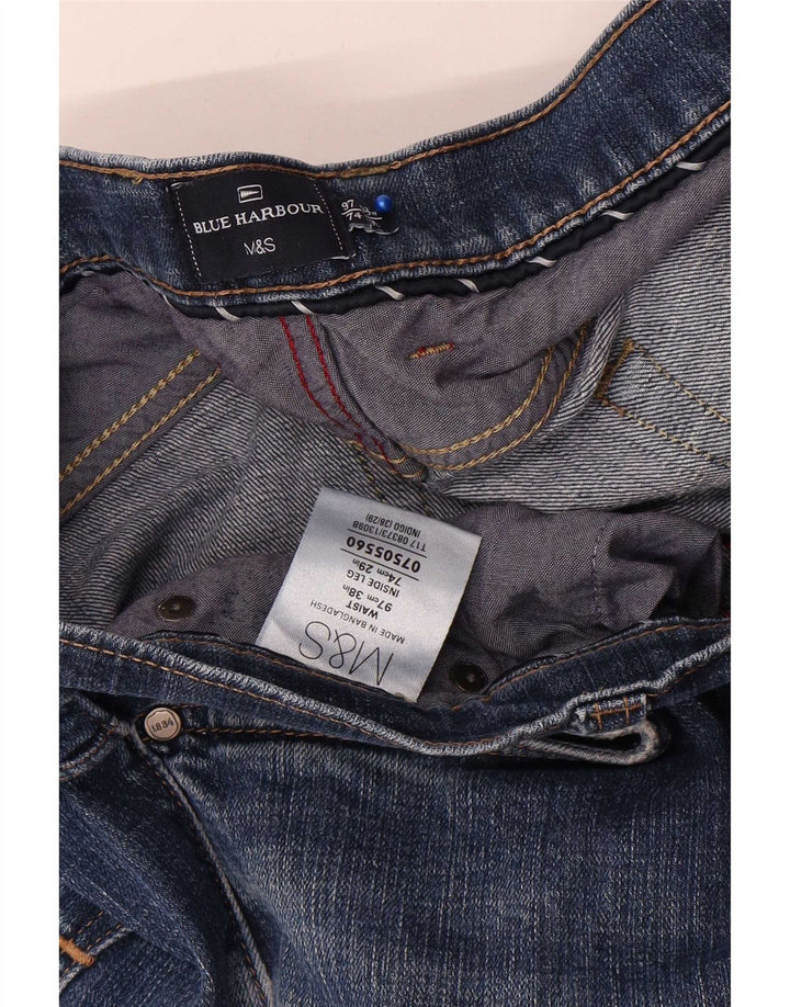 Calça jeans reta masculina Marks & Spencer Blue Harbor W38 L29 algodão azul