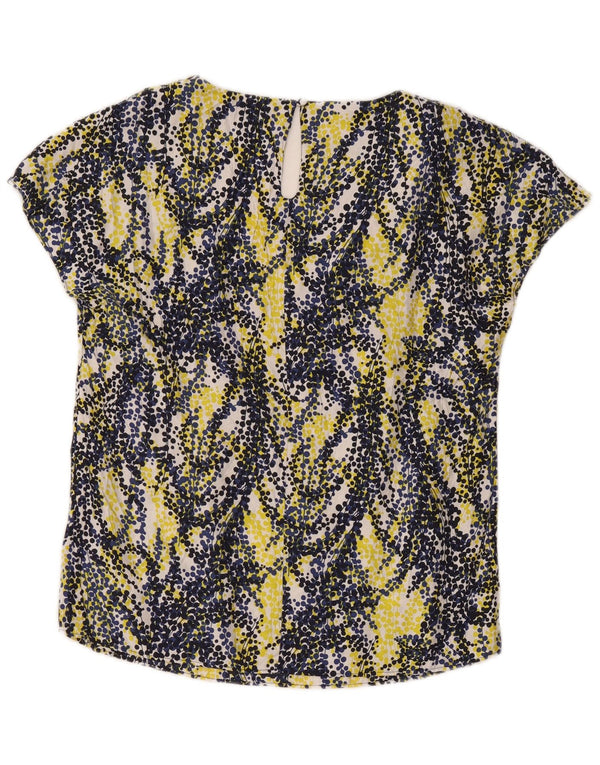 Blusa feminina Boden UK 14 grande viscose manchada multicolorida