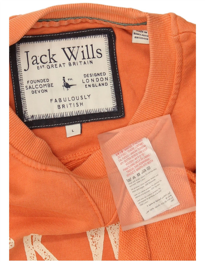 Jack Wills moletom gráfico masculino jumper grande laranja colorblock algodão