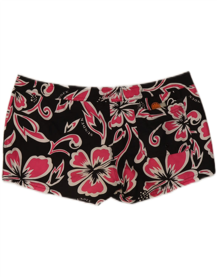 Shorts de natação feminino SUNDEK US 6 poliéster floral preto médio