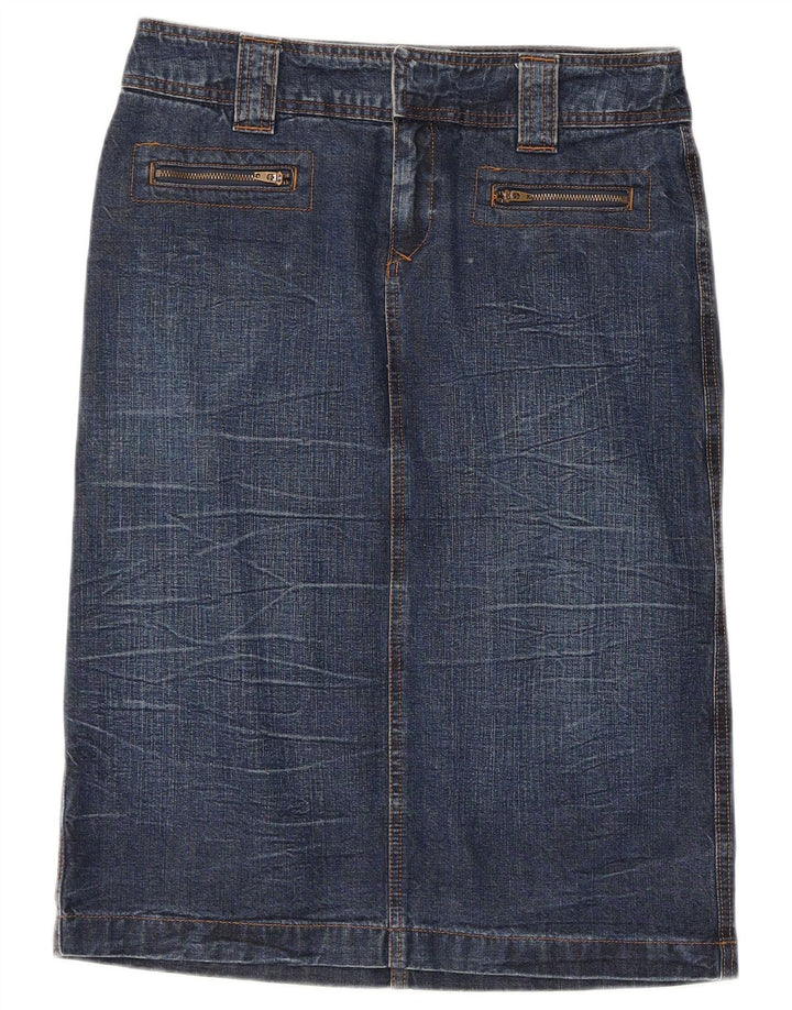 Saia jeans feminina Dkny W28 algodão azul médio