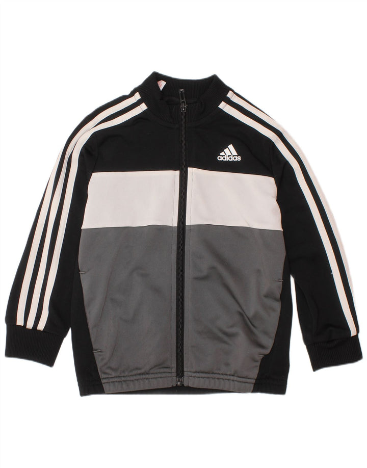 ADIDAS Meninos Treino Top Jaqueta 4-5 Anos Preto Colorblock Poliéster