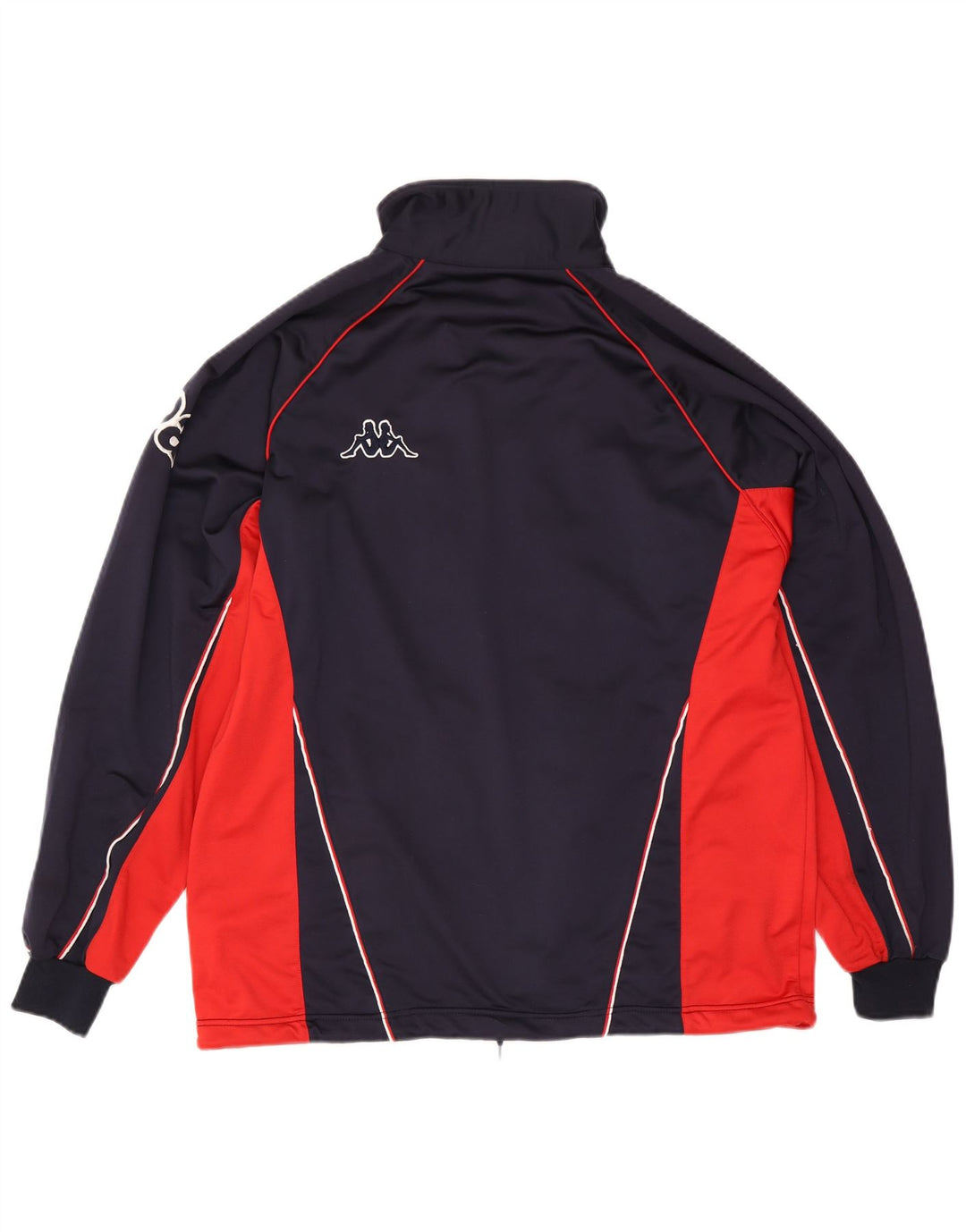 Jaqueta Kappa masculina com agasalho gráfico grande bloco colorido azul marinho