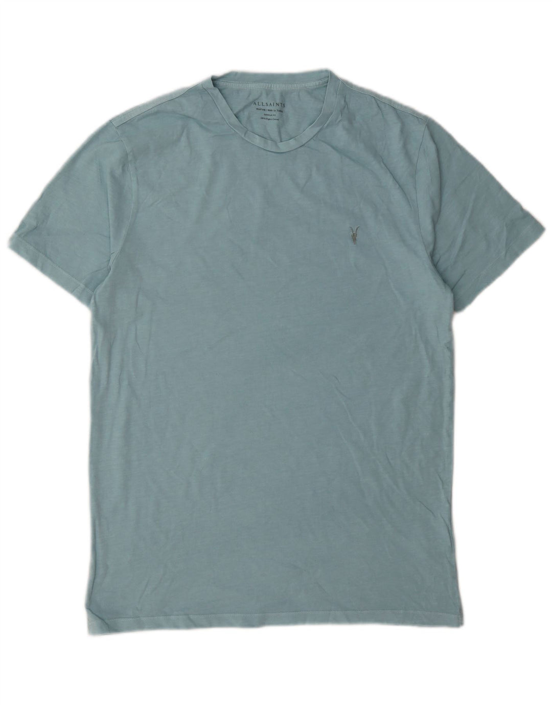All Saints Mens Camiseta Regular Fit Top Médio Algodão Azul