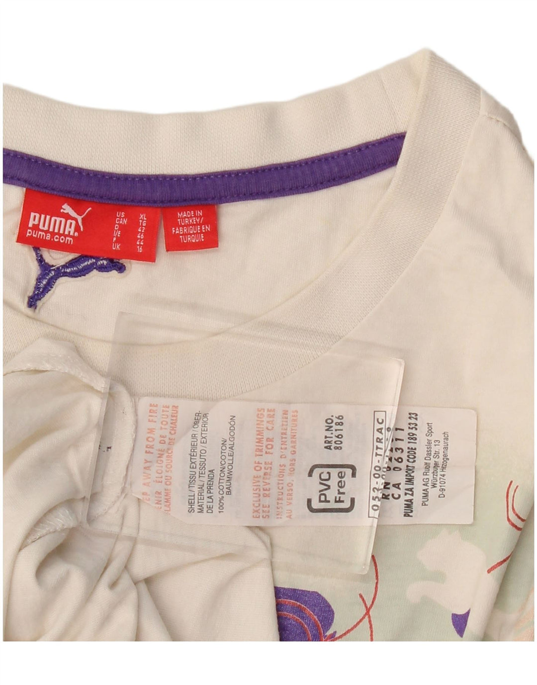 Camiseta feminina PUMA com estampa gráfica UK 16 grande algodão branco