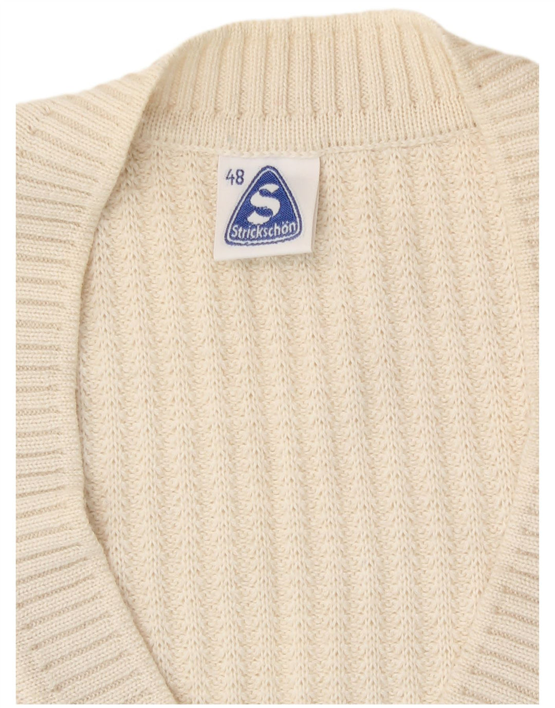 Suéter cardigã feminino vintage IT 48 XL lã virgem branca