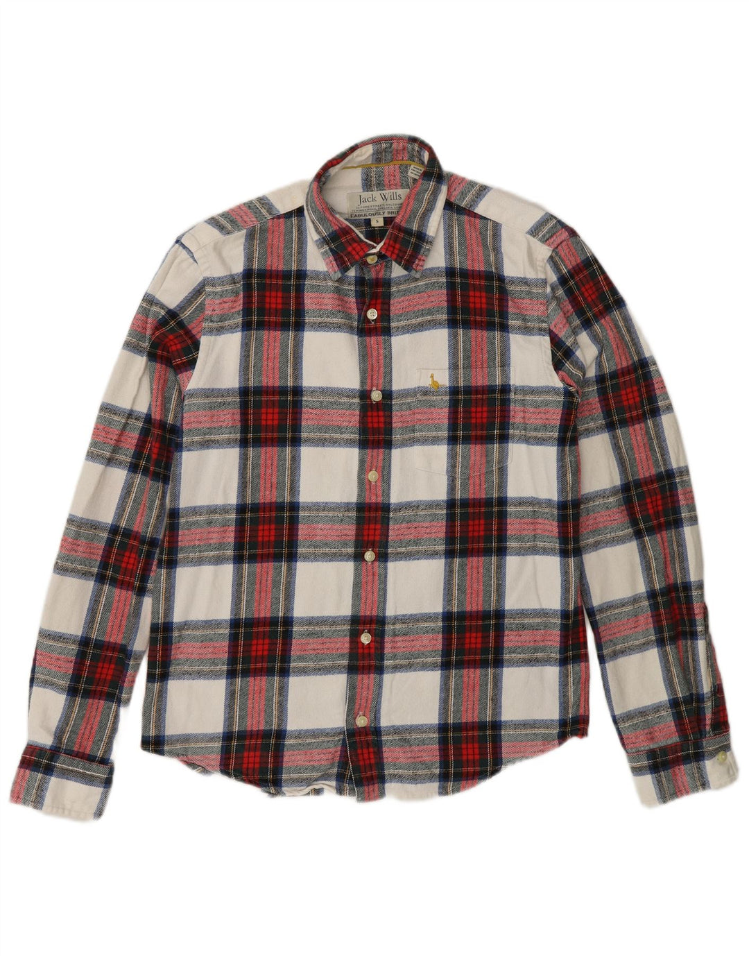 Camisa masculina de flanela Jack Wills pequena xadrez vermelha de algodão