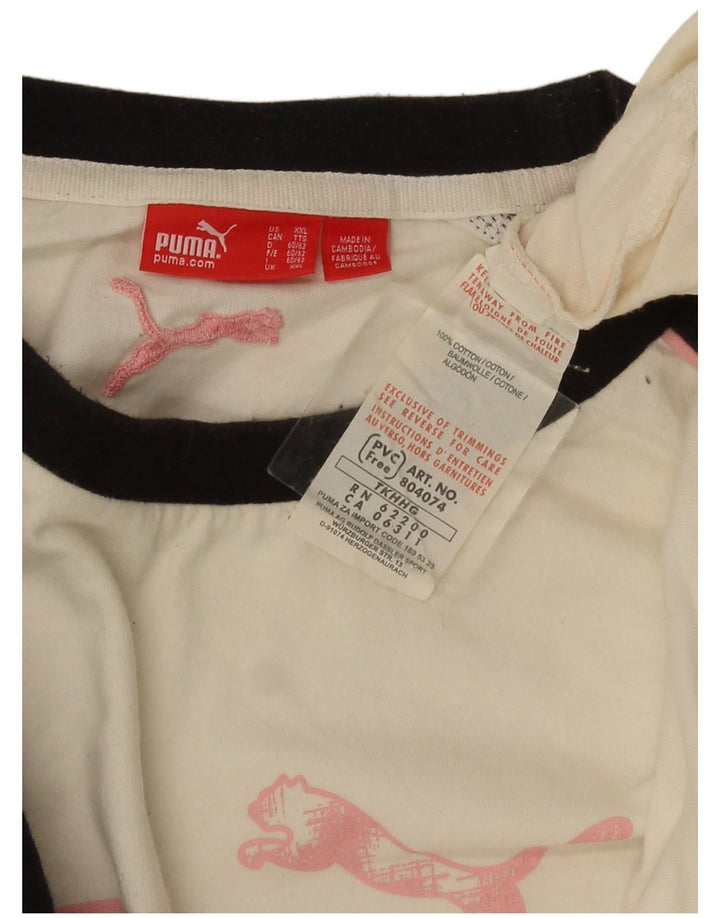 Puma Mens Graphic Top Manga Longa 2XL Branco Colorblock Algodão