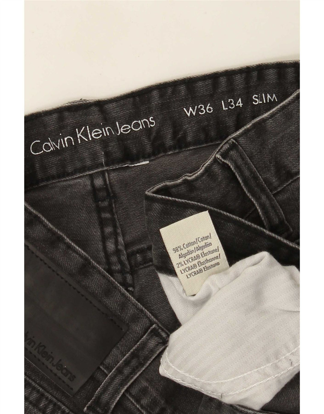 Calvin Klein Masculino Slim Jeans W36 L34 Cinza Algodão