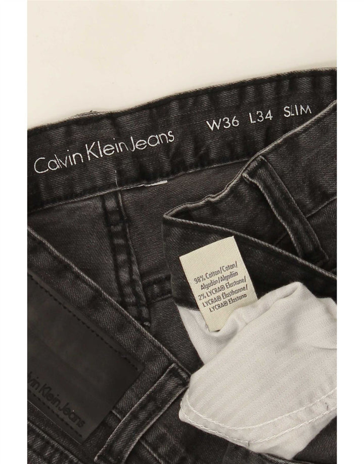 Calvin Klein Masculino Slim Jeans W36 L34 Cinza Algodão