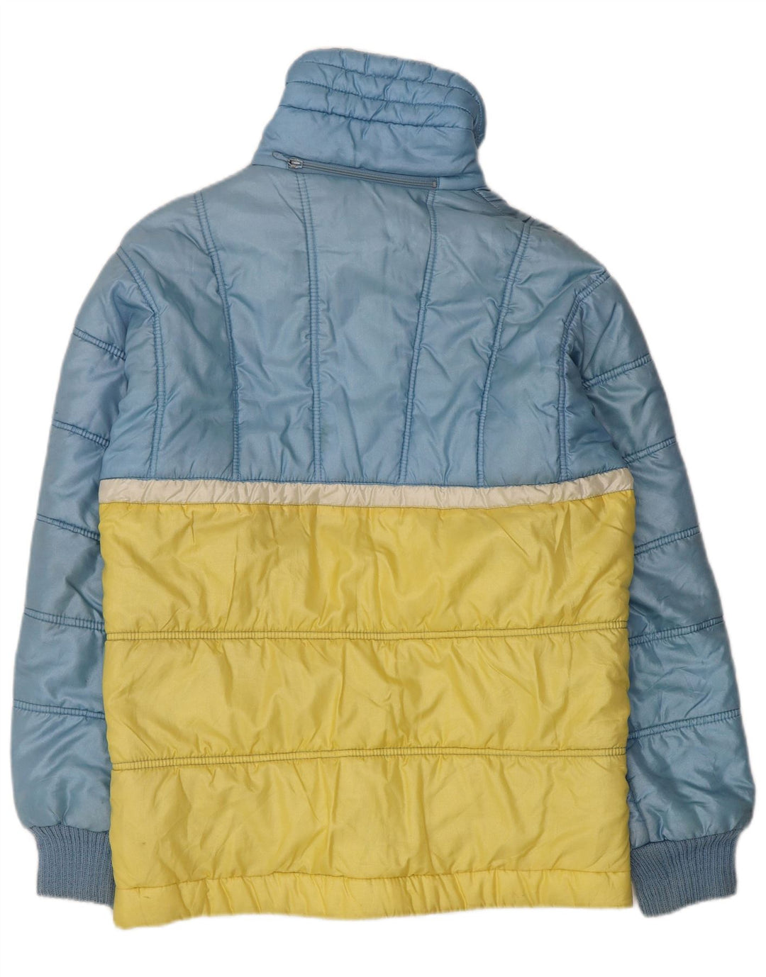 Jaqueta masculina acolchoada com capuz Ellesse UK 38 azul médio colorblock nylon
