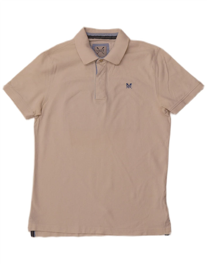 CREW CLOTHING Camisa polo masculina gráfica médio algodão branco