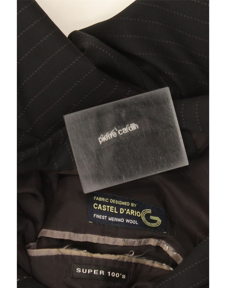 Jaqueta blazer masculina PIERRE CARDIN com 2 botões Reino Unido 38 risca de giz preta média
