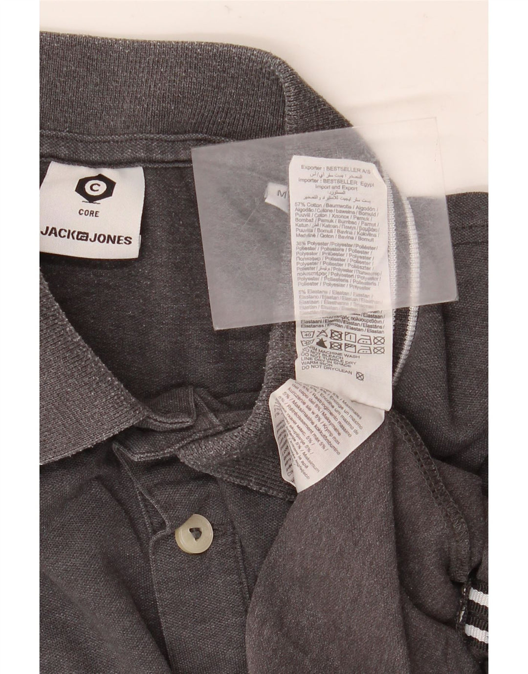 Camisa polo masculina Jack & Jones algodão manchado cinza médio