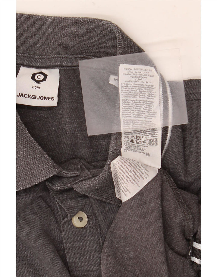 Camisa polo masculina Jack & Jones algodão manchado cinza médio