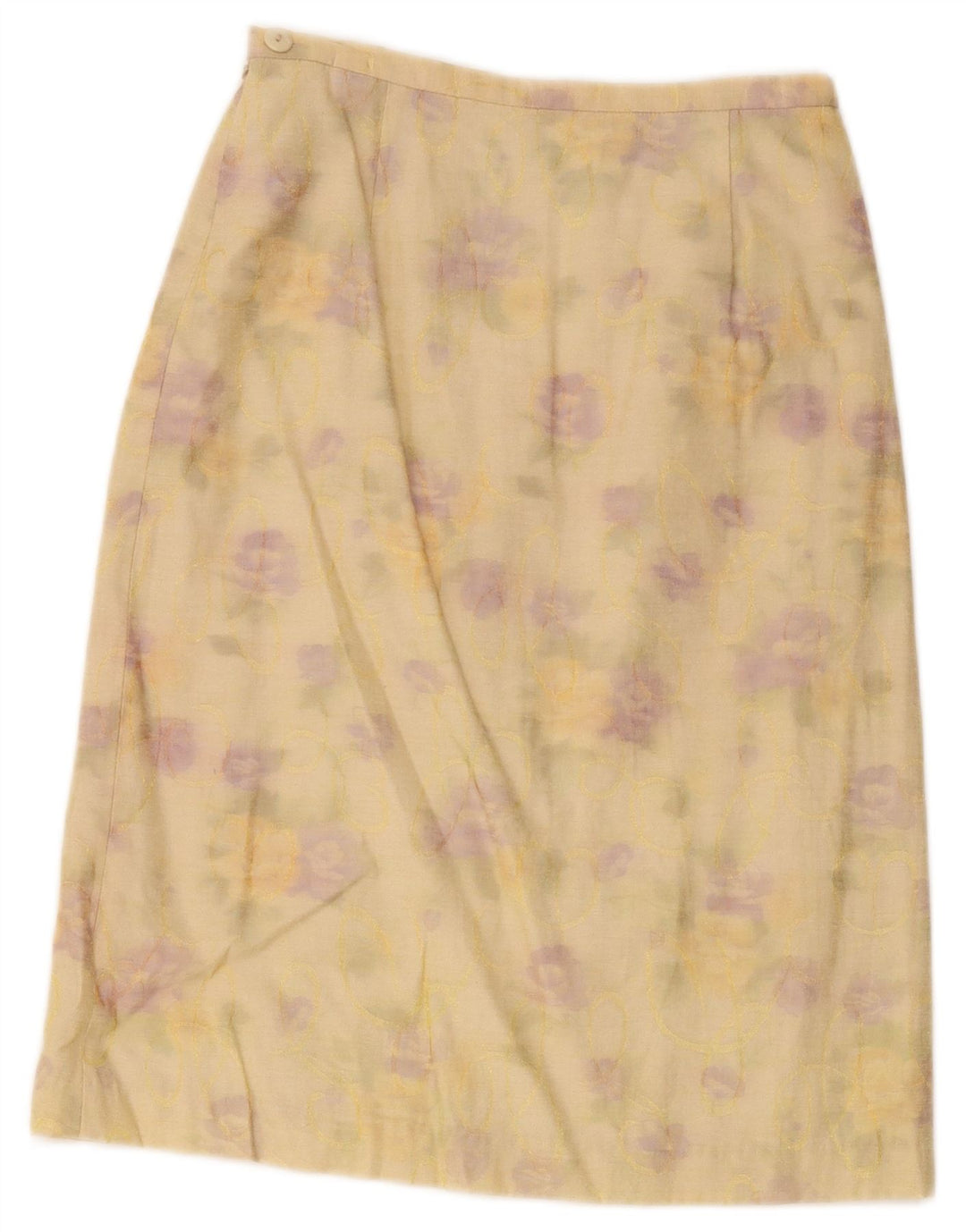 Saia vintage feminina linha A médio W24 amarelo floral