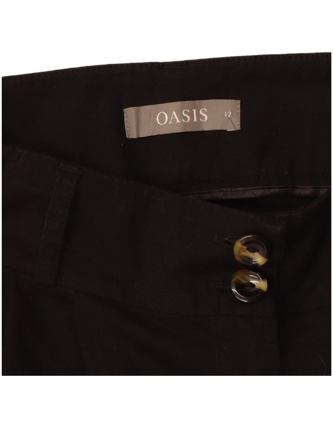 Shorts Chino feminino Oasis UK 12 médio W32 algodão preto