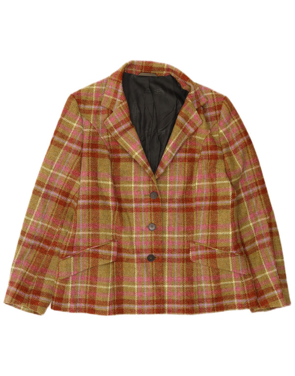 Jaqueta blazer feminina vintage com 3 botões IT 50 XL xadrez multicolorido