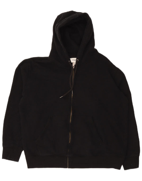 Suéter feminino Marks & Spencer com capuz e zíper UK 18 XL algodão preto