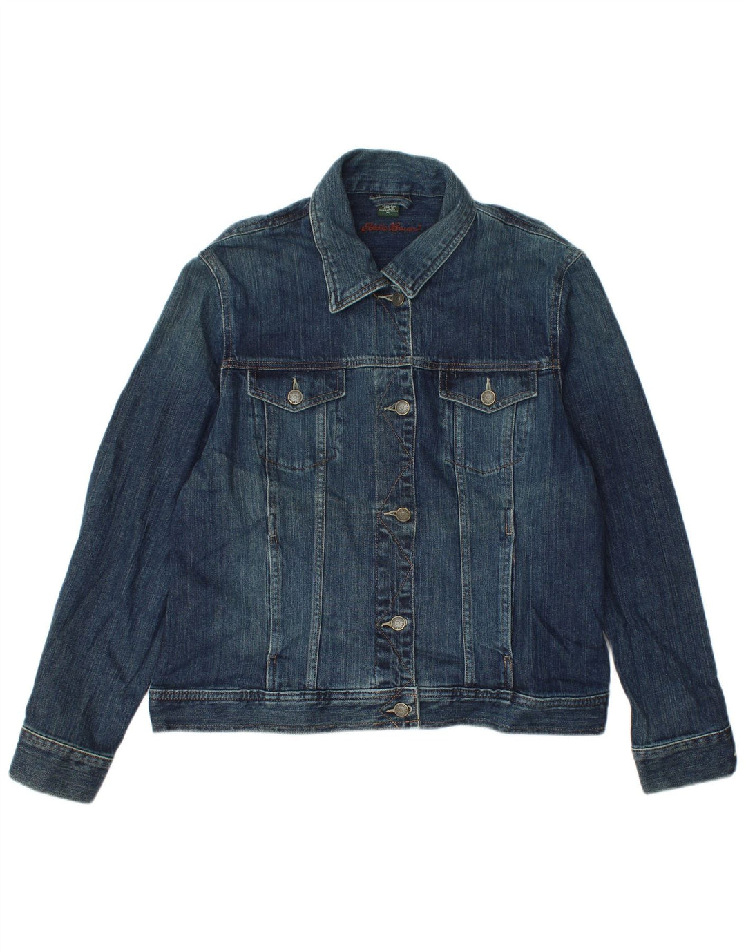 Jaqueta jeans feminina Eddie Bauer Reino Unido 18 XL azul marinho algodão