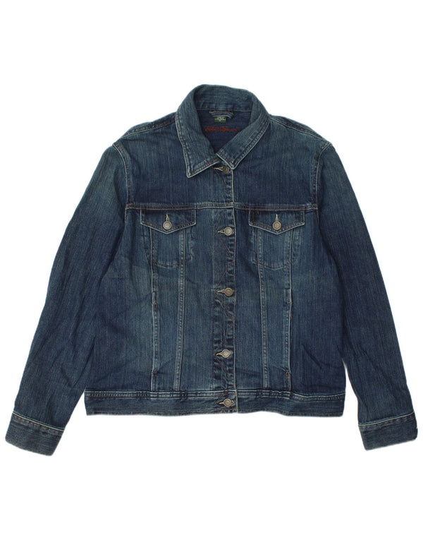 Jaqueta jeans feminina Eddie Bauer Reino Unido 18 XL azul marinho algodão