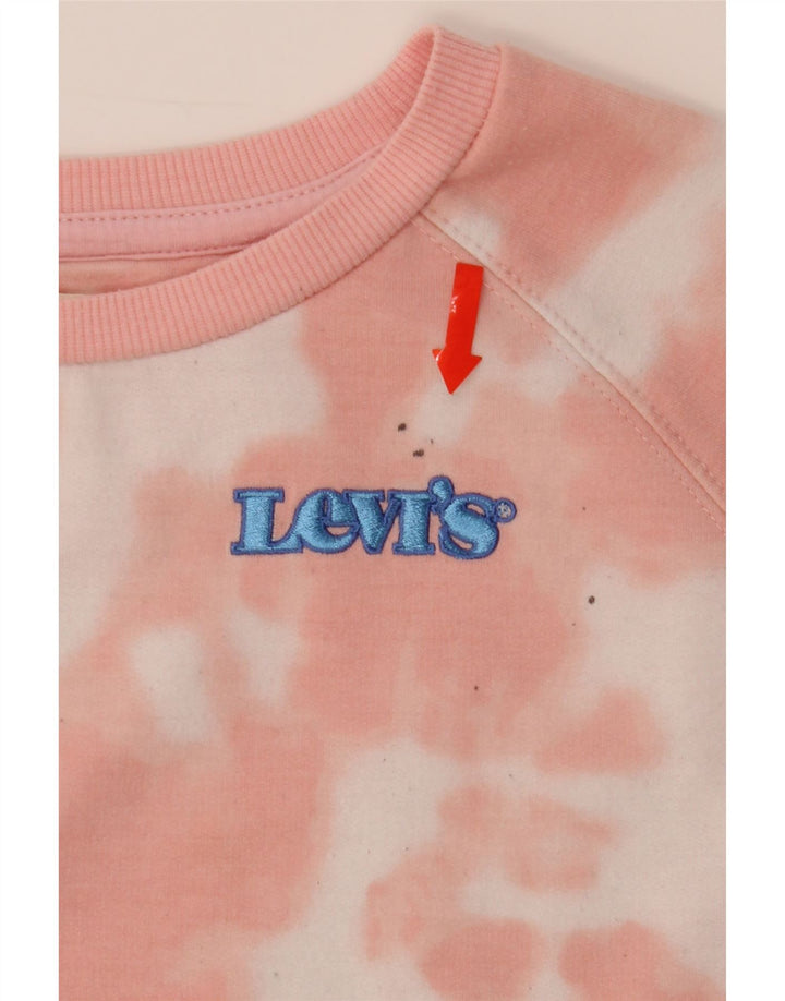 LEVI'S Girls Oversized Crop Sweatshirt Jumper 15-16 Years Pink Tie Dye Vintage Levi's and Second-Hand Levi's from Messina Hembry 