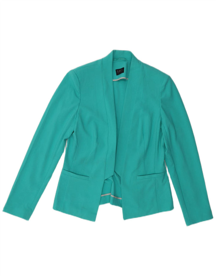 Jaqueta Blazer aberta feminina Marks & Spencer Reino Unido 10 poliéster turquesa pequeno