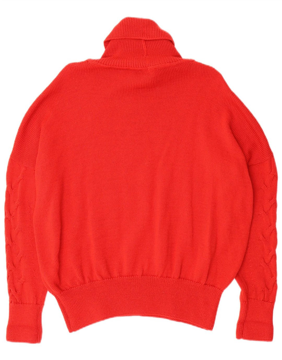 VINTAGE Womens Oversized Roll Neck Jumper Sweater UK 12 Medium Red Wool