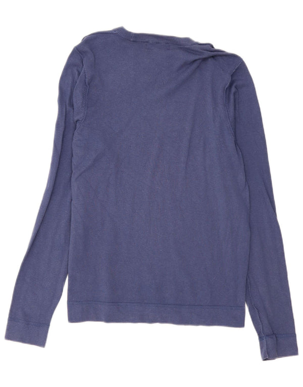 Zara Top gráfico masculino de manga comprida médio azul marinho algodão geométrico