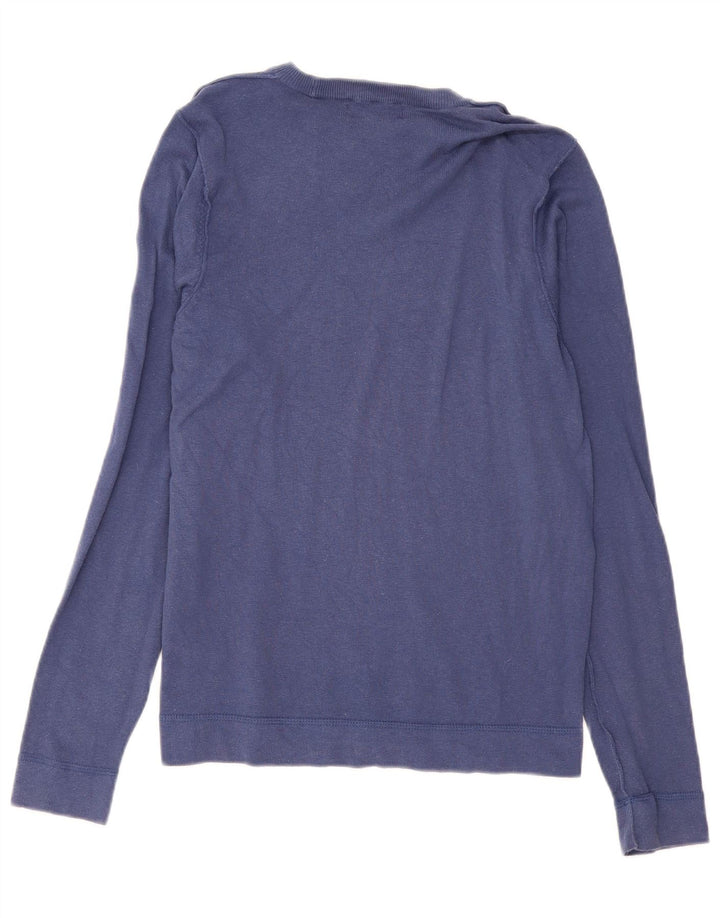 Zara Top gráfico masculino de manga comprida médio azul marinho algodão geométrico