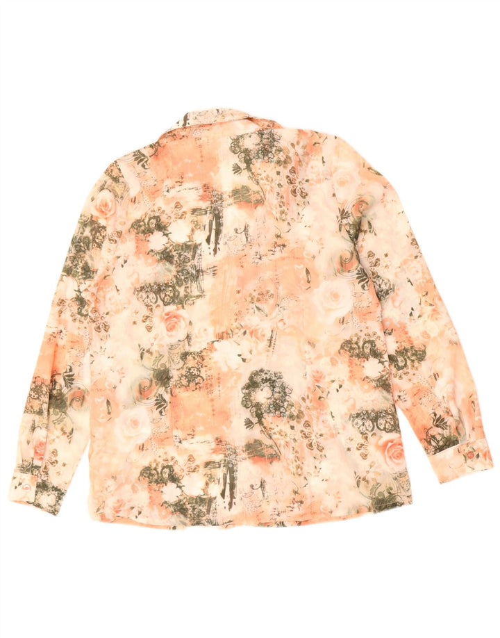 VINTAGE Womens Shirt UK 14 Medium Pink Floral Polyester