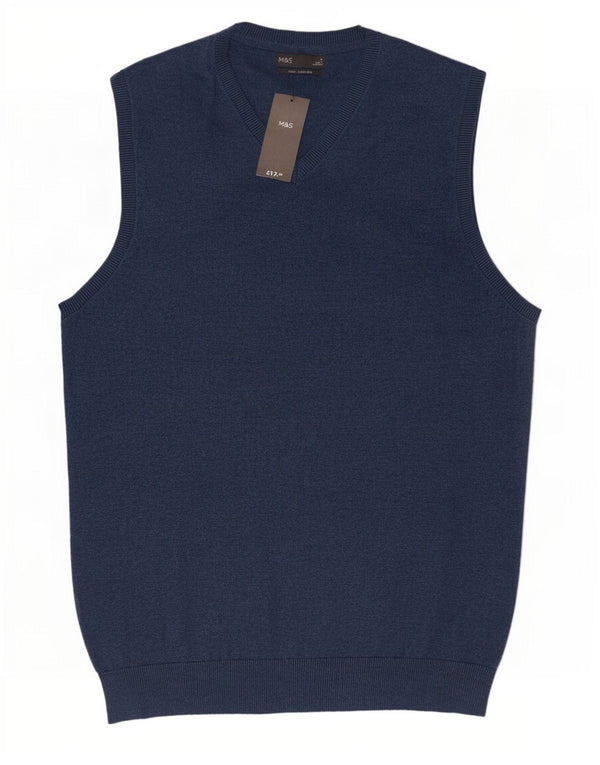 Regata masculina Marks & Spencer com colete grande de algodão azul marinho