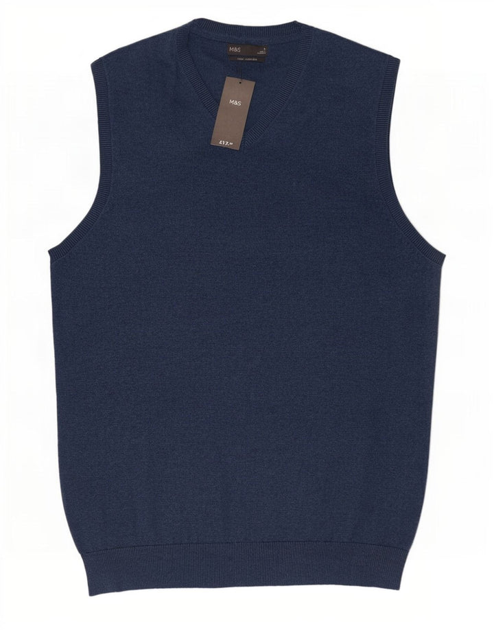 Regata masculina Marks & Spencer com colete grande de algodão azul marinho