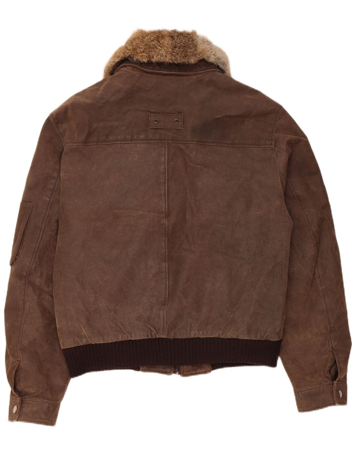 Jaqueta masculina vintage de camurça bomber EU 52 XL couro marrom
