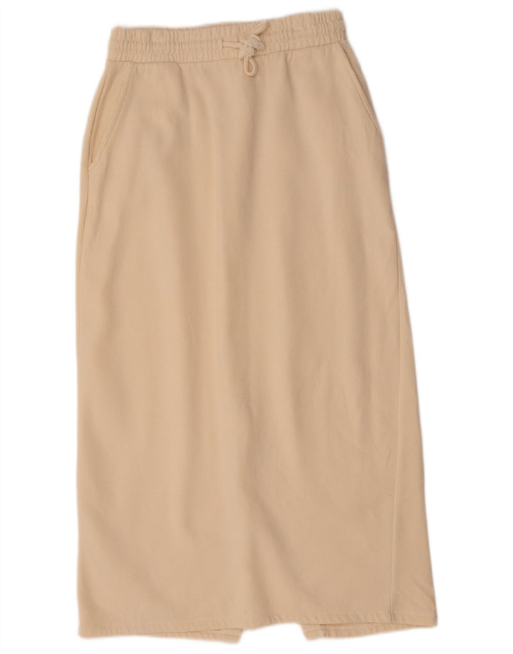 ZARA Saia reta feminina grande W32 algodão bege