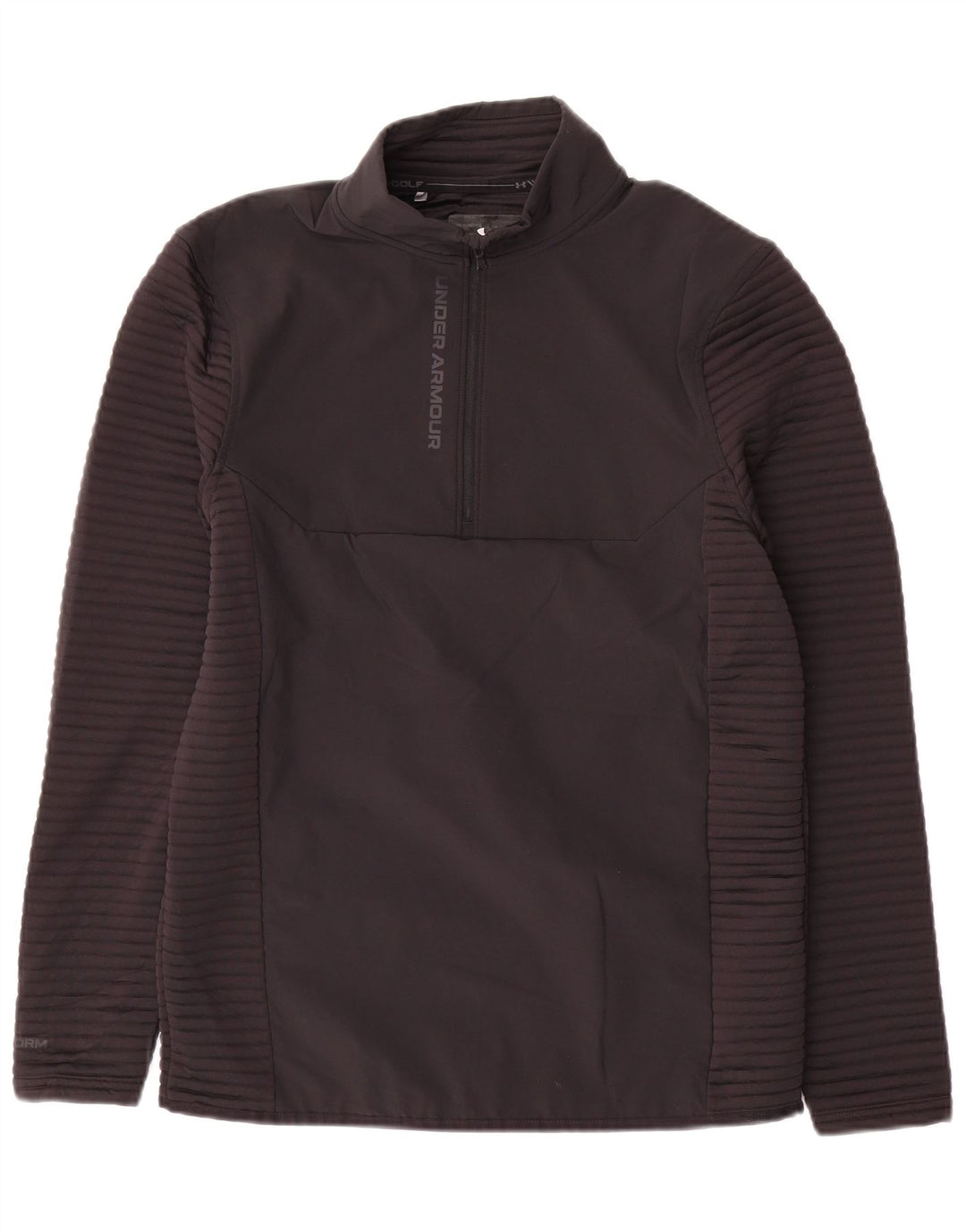 Under Armour Mens Zip Neck Pulôver Treino Top Pequeno Poliéster Preto