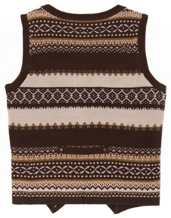 Colete de malha feminino Tamaris Reino Unido 16 grande marrom Fair Isle poliacrílico